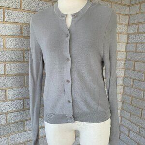 WILFRED SILVER GRAY CARDIGAN SIZE M 65% RAYON, 35% NYLON